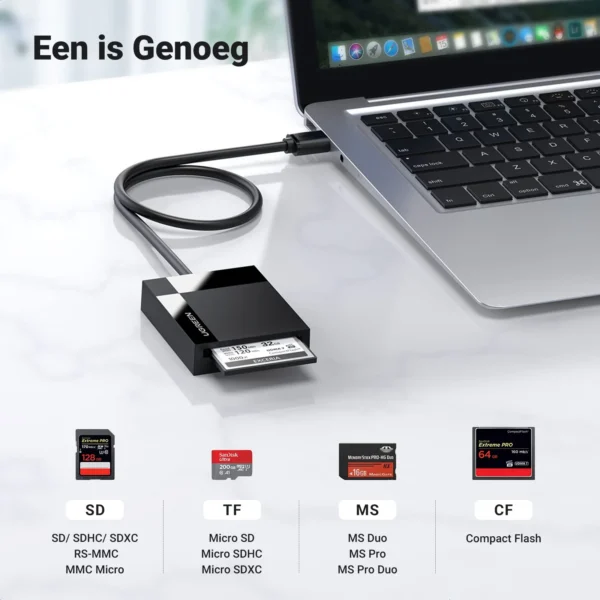 UGREEN USB Kaartlezer Micro-SD/TF/MS/CF (4-in-1) - Afbeelding 2